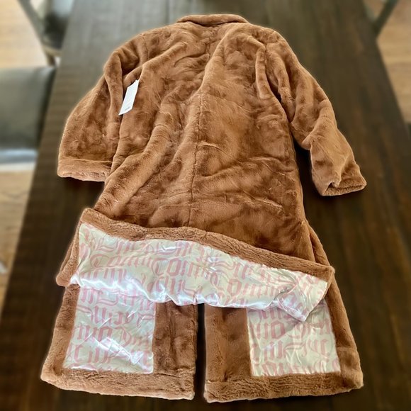 NWT Juicy Couture Sz Medium Teddy Trench Coat Brown Long Women - Picture 12 of 15